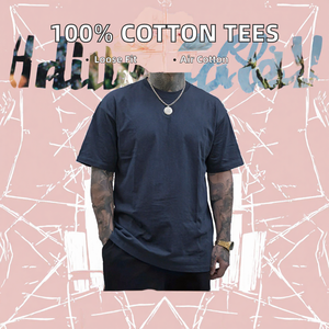 Camiseta de Hombre 100% Algodón, Corte Holgado, Cuello Redondo, Manga Corta, Tejido de Punto, Estilo Casual Urbano - Product Image 2