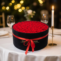 AM-GPA14 Ammy 99 Rose 2 en 1 Fleurs éternelles faites à la main Boîte cadeau en carton pour la Saint-Valentin Boîte vide noire