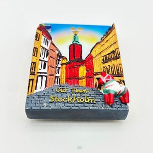 Imán de Refrigerador Pintado a Mano en 3D, Recuerdo de Suecia, Regalos, Decoración del Hogar, Artesanía de Resina de Estocolmo, Imán para Nevera - Product Image 4