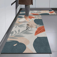 Tapis d'entrée antidérapant, absorbant l'eau, à motif floral, imprimé sur mesure, séchage rapide, lavable, en caoutchouc, ensemble de tapis de sol