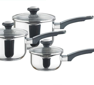 Ensemble de casseroles en acier inoxydable de style moderne pour la cuisine et les restaurants, avec poignées en bakélite et fond à induction, <span class=keywords><strong>couvercle</strong></span> en verre, 6 pièces - Product Image 6