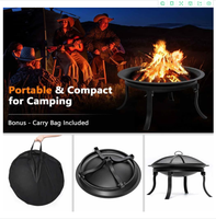 Brasero portable en acier de 24 pouces avec 4 pieds pliables, barbecue, foyer, brasero à bois pour le camping