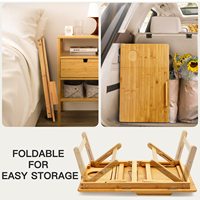 Combohome Bureau d'ordinateur portable, table de petit-déjeuner pliable avec plateau inclinable à 5 angles, support réglable en hauteur avec filet de rangement