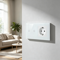 Interrupteur intelligent UBARO 2 voies avec prise EU, contrôle vocal et via application, IP20, cadre en aluminium, panneau en verre trempé, Smart Life