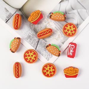 Perles en vrac en silicone PVC 3D, motifs de personnages d'anime, aliments de dessin animé (<span class=keywords><strong>pizza</strong></span>, frites), pour la fabrication de stylos et de bijoux, vente en gros - Product Image 4