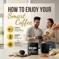 Poudre de café de Maca noire, compléments alimentaires à base de plantes pour hommes et femmes adultes, mélange de racine de Maca, Ashwagandha, Ginseng, Huperzine-A, énergie, 100g