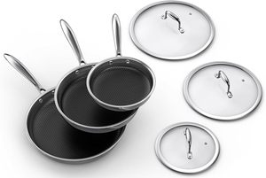 Set di padella a 6 pezzi <span class=keywords><strong>3</strong></span> strati in acciaio inossidabile a nido d'ape padella per cucina, pentole ibride antiaderenti - Product Image 2