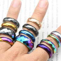 Usine en gros Stock à facettes 6mm de large différentes tailles non magnétique hématite anneau pour hommes