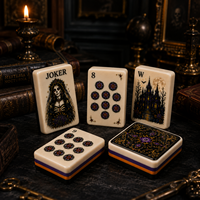 Midnight Haunted Mansion Ensemble de Mahjong Américain, Tuiles en Acrylique 4 couches, Thème Gothique Halloween, Cadeau de Collection pour Adultes