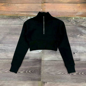 Sudadera con capucha de algodón polar de alta calidad para niños, casual, personalizada con bordado, para jóvenes, con cremallera de cuarto, estilo crop, tipo jersey, al por mayor - Product Image 3