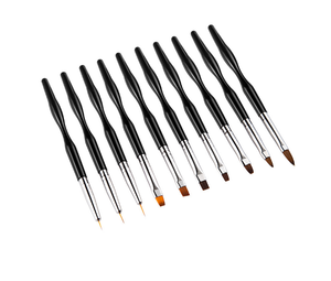 10Pcs Black Plastic Handle Nail Art Brush Kit Synthetic Fiber Hair Multifunctional Fine Liner Painting <b>Set</b> - Product Image 4