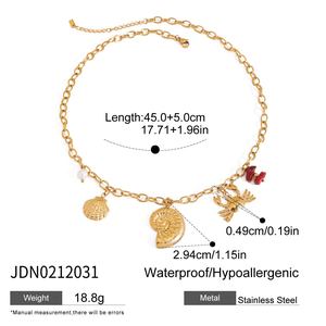 J & D 18K Bất Mạ Vàng Thép Không Gỉ Không Thấm Nước Vòng Cổ Quyến Rũ Vỏ Đại Dương Cua Ngọc Trai Với Hợp Thời Trang Liên Kết Chuỗi - Product Image 2