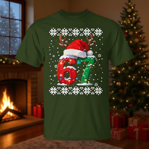 Camiseta de Navidad Fea 67, Pijamas a Juego para Parejas, Diseño Festivo Seis Siete - Product Image 3