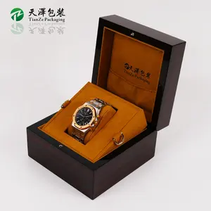 Reloj de madera de alto brillo con logotipo personalizado, caja de embalaje de regalo, reloj de joyería con pintura de piano de lujo, caja de regalo de madera