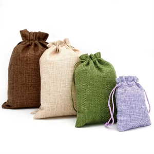 Custom Logo Cotton Linen Jute Drawstring <b>Bag</b> Patterned Letter Design Wedding Candy <b>Gift</b> Pouch - Product Image 4