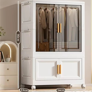 Verstärkter Moderner Aufbewahrungsschrank für Zuhause Schlafzimmer Baby-Kleiderschrank mit Rollen Mehrschichtiger Faltbarer Höhenverstellbarer Kleiderorganizer - Product Image 1
