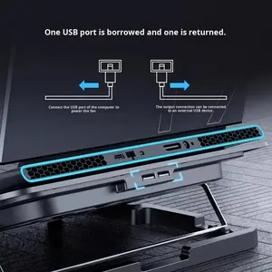 แผ่นทำความเย็นฐานคอมพิวเตอร์โลหะทำความเย็นต้นแบบน้ำแข็ง coorel ไอเสียเงียบแบบพกพา15.6นิ้วขาตั้งระบายความร้อนแล็ปท็อป - Product Image 6