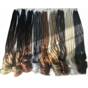 Synthetic Box Braids with Curly Ends Crochet Hair Extensions for DIY Lace Wig French Curl Accessory
