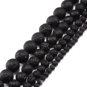 Cuentas de roca volcánica natural, redondas, negras, de 6, 8, 10 y 12mm, para pulseras, joyería, suministros para manualidades, 108 piezas, accesorios hechos a mano - Product Image 2