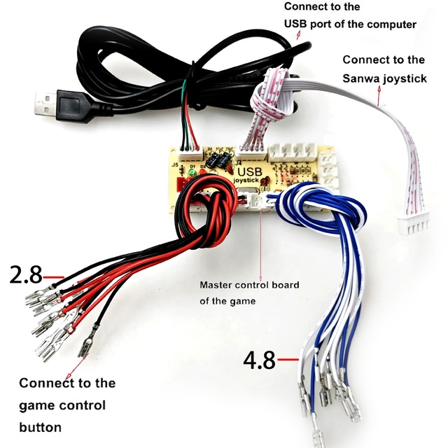 Arcade Kit USB Zero Delay Encoder with Cable English Plastic Material for Arcade Coin-Operated Games
