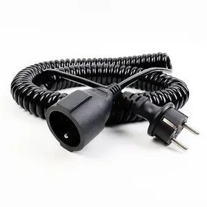 spiral power electrical cords cable 24V S plug coiled assemblies