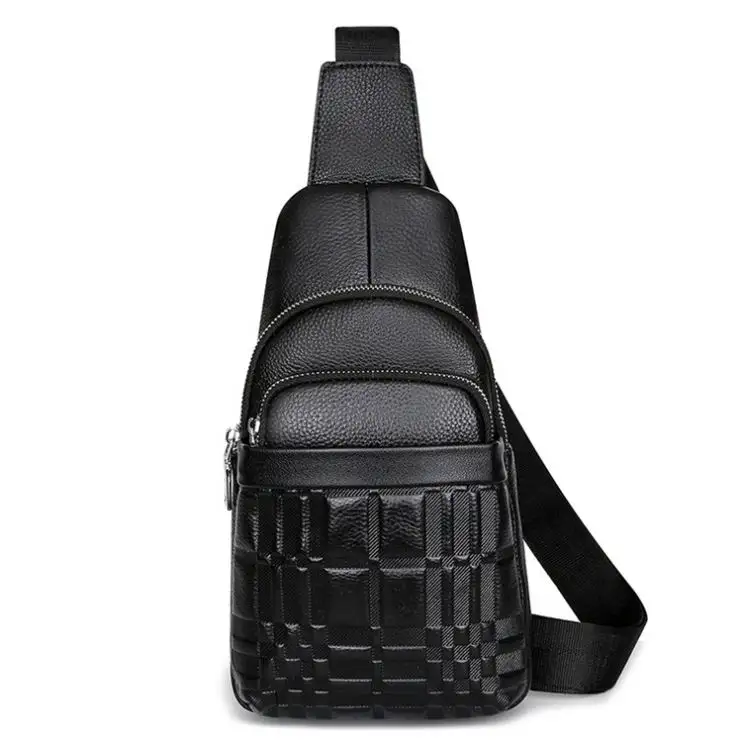 Fashion Travel Crossbody Bag Cowhide Man Casual Messenger Bag Genuine Leather Single Shoulder Back Pack Men's Chest Bags
