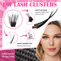 Kit de Cils en Grappes 10-16mm Quatre Longueurs Rose Moelleux Faux Cils Faits Main avec Stylos de Fixation et de Retrait pour Vente en Gros DIY