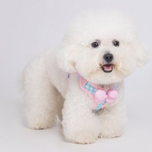 Lindo conjunto de arnés y correa para perro a cuadros, arnés ajustable antipullido tipo chaleco para mascotas con lazo para pasear perros pequeños, cachorros y gatos - Product Image 4