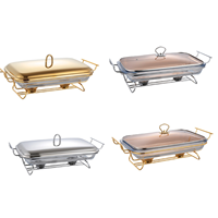 Plats de service rectangulaires en acier inoxydable doré 3L pour buffet, équipement de maintien au chaud pour la restauration en gros