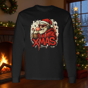 T-shirt à manches longues avec motif Père Noël avec lunettes de soleil et bière - Product Image 3