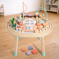 Table d'apprentissage Montessori en bois 10-en-1 pour enfants - Bureau multifonctionnel avec pêche, piano à tapoter, et perles à rouler