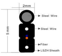 DROP CABLE 1/2/4FO G657A2 LSZH (SM) -MESSENGER EN ACIER ANTIFLAMA (ENROULEUR DE 1KM) PALETISÉ SUR 40/63 ENROULEURS