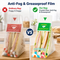 Papier d'emballage pour sandwich en plastique, jetable, pour le camping en plein air, facile à déchirer, sacs à sandwich triangulaires en plastique