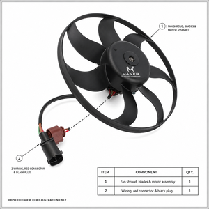 Ventilador de refrigeración del radiador MANER 3C0959455F / 1K0959455FR / 1TD959455D / 1K0959455DL compatible con VW GTI Golf Mk6 Tiguan B7 CC Skoda - Product Image 5