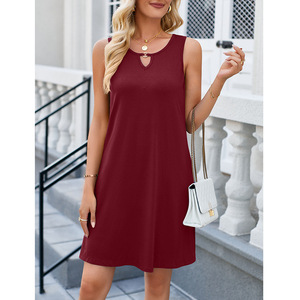 JAC22 B2736 Nuovo Abito Estivo da Donna Stile Casual, Vestito Monocolore Senza Maniche con Tasche - Product Image 5
