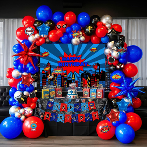 Kit de Guirnalda de Globos con Temática de Araña, con Fondo, Tarjetas Adhesivas, Estrella Grande, Globos de Mylar con Forma de Estrella Grande para Fiesta de Cumpleaños - Product Image 1