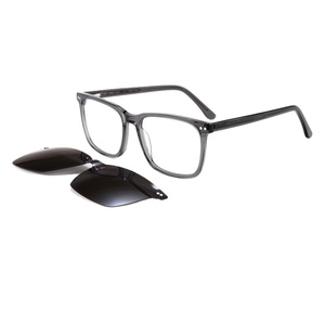 Nouvelles lunettes de soleil carrées élégantes en acétate à monture intégrale, lunettes de soleil à clip magnétique bicolores, montures de lunettes de soleil tendance - Product Image 4