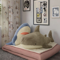 Coussin Requin Anime en Polyester Ultra Doux, Peluche Lavée, Compagnon de Nuit pour Enfants, Anti-Stress, Rembourrage Coton PP, Idéal pour Mariages