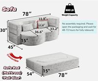 Canapé convertible surdimensionné Cloud Loveseat, minimaliste, 2 places, salon, appartement, bureau, aucun assemblage requis