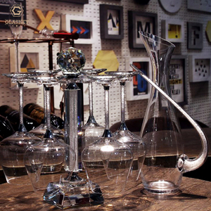 Pha Lê Kim Cương Đỏ rượu vang thủy tinh Hộp Quà Tặng thiết lập sang trọng kim cương cốc rượu vang Decanter thiết lập với Burgundy rượu vang thủy tinh 2 miếng, 18.6oz - Product Image 3