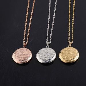 Vintage Flower Pattern <b>Locket</b> Necklace Women Fashion Stainless Steel Photo Frame Necklace Memorial Jewelry - Product Image 2