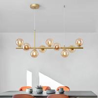 Lampe à suspension LED G9 pour décoration intérieure moderne Lampe à suspension boule de verre pour îlot de cuisine Lustre suspendu à hauteur réglable et longue