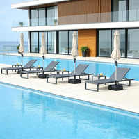 Moderner Komfortabler Liegestuhl Outdoor Aluminium Netz Klappbarer Liegestuhl Hotel Chi Pan Resort Gewerbliche Möbel Innenhof UV