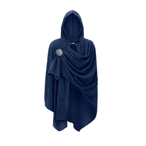 <span class=keywords><strong>Mantello</strong></span> con Cappuccio Medievale per Halloween, <span class=keywords><strong>Mantello</strong></span> Rinascimentale, Sciarpa Vichinga, Costume Retrò, Sciarpa Lavorata a Maglia con Texture Waffle e Spilla - Product Image 3