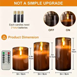 3pcs Realistic Flickering <b>Flameless</b> <b>LED</b> <b>Candles</b> with Remote Control Adjustable Brightness& Flicker Effect for Indoor/Outdoor Use - Product Image 5