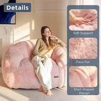 Grande chaise en forme de coquille en fausse fourrure rose sans remplissage Canapé pouf surdimensionné