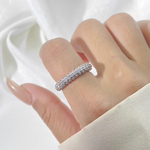 Anillos Clásicos de Eternidad, Latón Chapado en Oro de 18K, Circonita Cúbica Redonda con Engaste Pavé, Joyería Unisex para Boda - Product Image 5