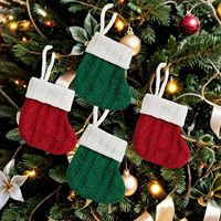 Noël Mini Bas Ornements Chaussettes Tricotées Bonbons Cadeau Sac Arbre De Noël Pendentif Décoration Fournitures