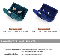 Coffret de bijoux de mariage multicolore Rangement en velours personnalisé pour bagues et boucles d'oreilles Emballage cadeau simple