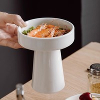 Mangkuk Keramik Putih Bersih Desain Kontemporer Bertepi Tinggi untuk Penggunaan Hotel Restoran, Aman untuk Mesin Cuci Piring dan Microwave, Bebas BPA